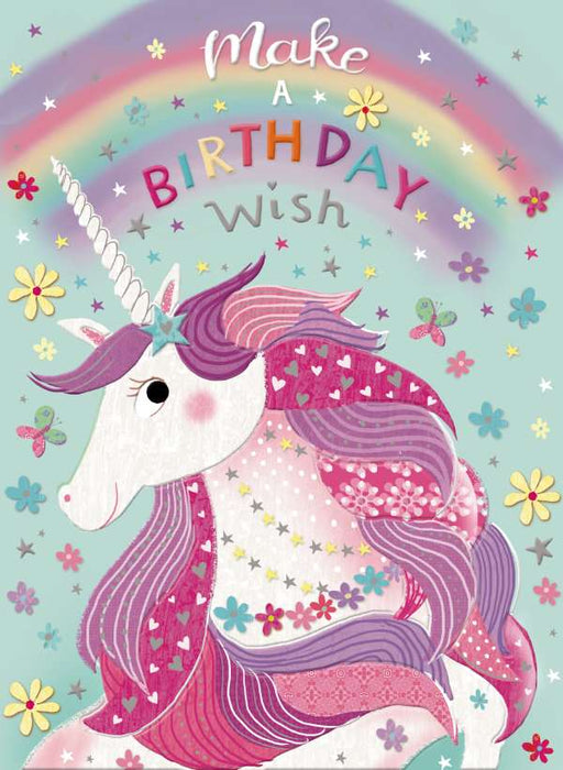7x5" Card -  Make a Birthday Wish - Unicorn