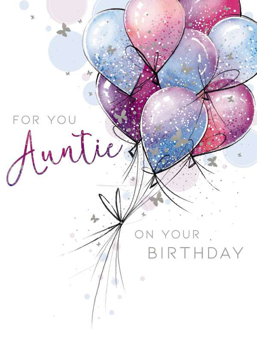 7x5" Card -  Happy Birthday Auntie - Balloons Image