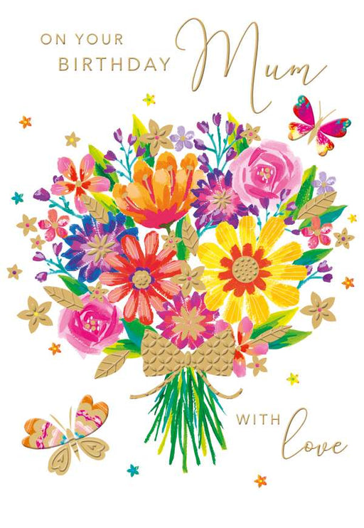 9x6" Card -  Happy Birthday Mum - Colourful Bright Bouquet Image