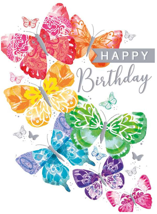 7x5" Card -  Happy Birthday Card - Vibrant Butterflies Image