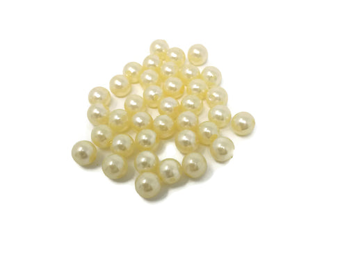 8mm Round Ivory Glass Pearl Beads x 36