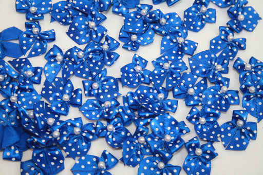 9mm Polka Dot Bows x 100 Royal Blue
