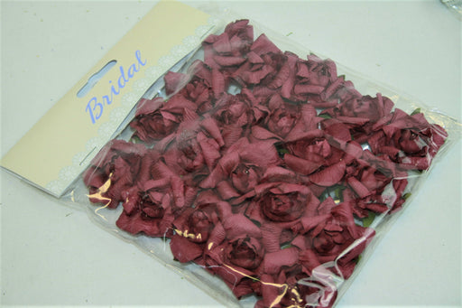 Small Burgundy Paper Rose Heads x 20