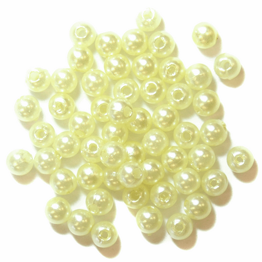 Cream Pearls 4mm - approx 86 Pcs - With Inner Hole for Threading
