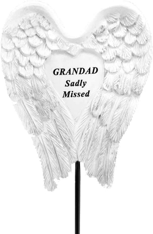 White & Silver Angel Wings Memorial Stick - Grandad