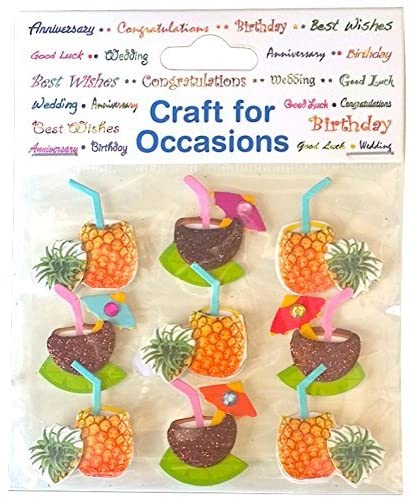 Card Craft Embellishments, Holidays Cocktail Drinks in Coconuts and Pineapples