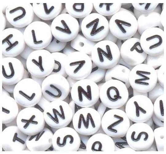 Beads Alphabet Black / White 100pcs