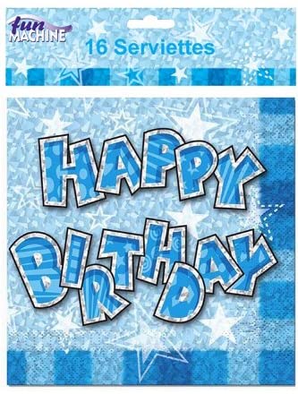 PK 16  serviettes Blue 'happy birthday'