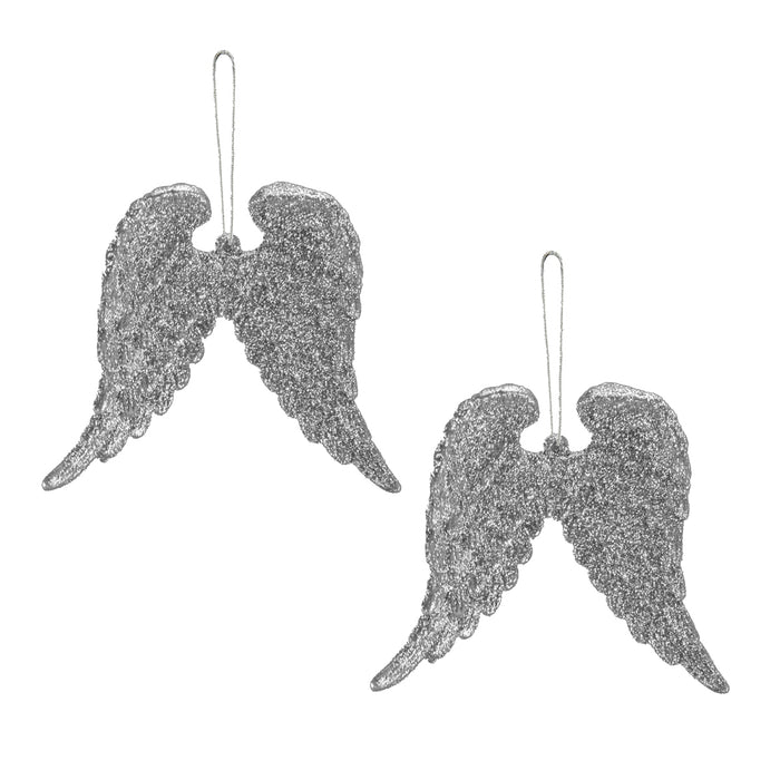 Glitter Angel Wings x 2 - Silver