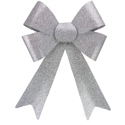 Large Silver Glitter Bow x 32cm
