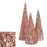 Set of 3 Glitter Deco Cones - Assorted Size - Blush