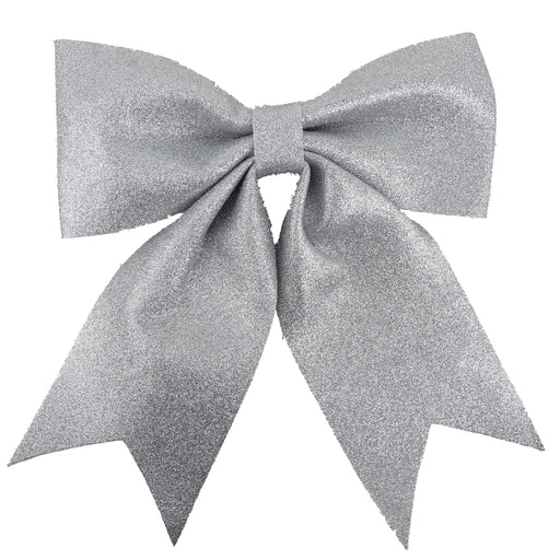 Large Luxury Glitter Bow - Silver 