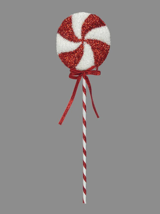 Candy Cane Swirly Tinsel Lolly
