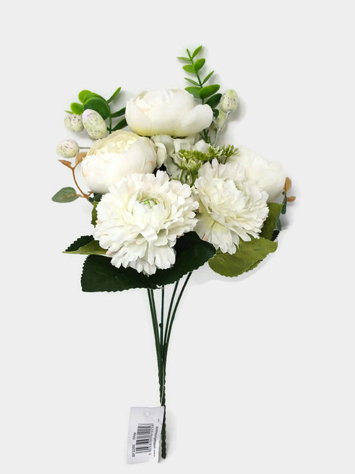 5 Stem White Peony Blossom & Seed Bush x 32cm