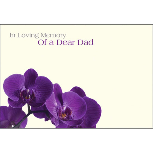 9 Large Dad Sympathy Florist Cards, with Purple Orchid