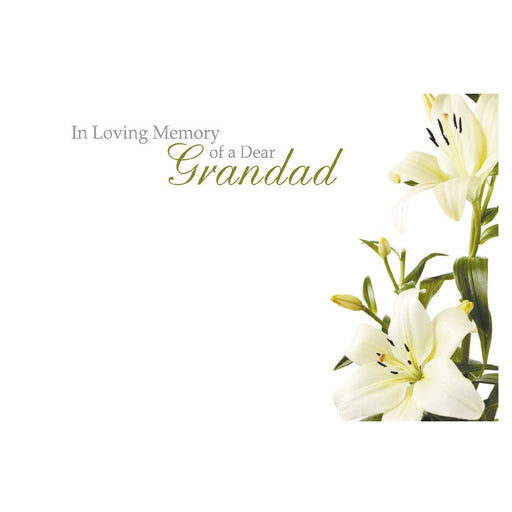 9 Large  Sympathy Message Cards - 12.5 x 9cm - In Loving Memory of a Dear Grandad Lilies