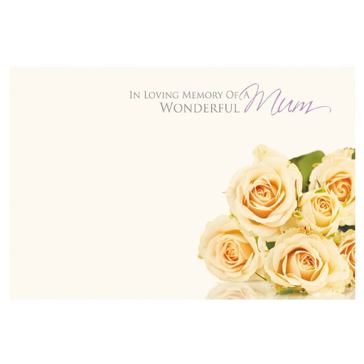 9 Large Florist Sympathy Message Cards - 12.5 x 9cm -  In Loving Memory Wonderful Mum - Cream Roses