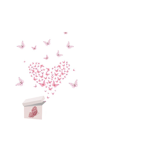 50 Blank Florist Cards - Pink Butterflies Flying out of a Box