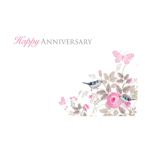 50 Florist - Happy Anniversary - Vintage Rose & Butterflies