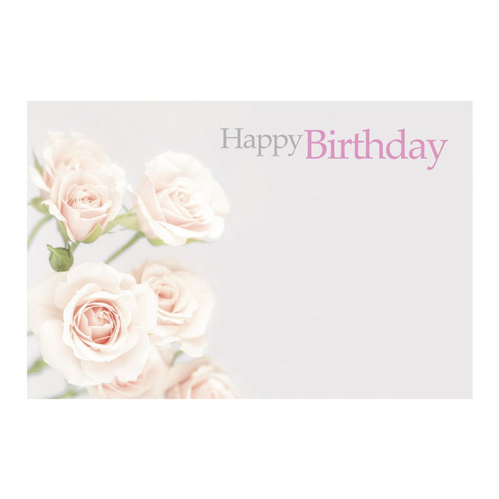 50 Florist Cards - Happy Birthday - Pastel Pink Roses