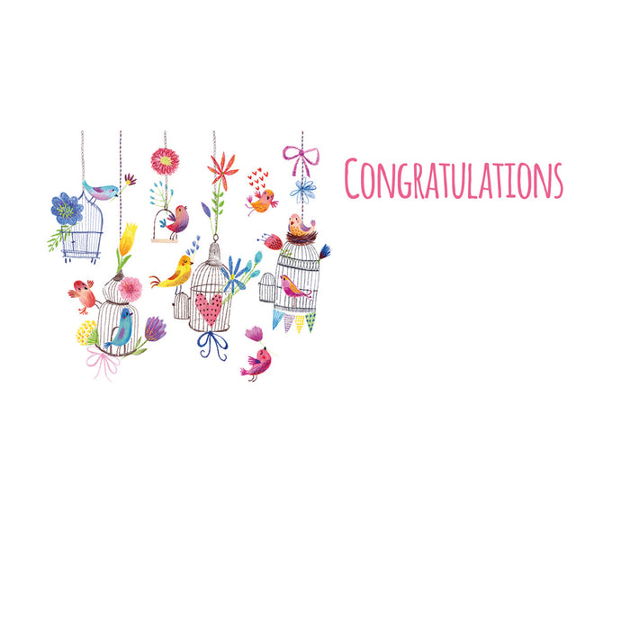 50 Florist Cards - Congratulations - Whimsical Bird & Cage