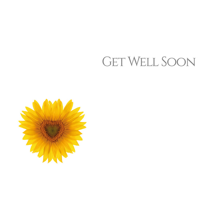 50 Florist Cards - Get Well Soon Sunflower Heart Shape