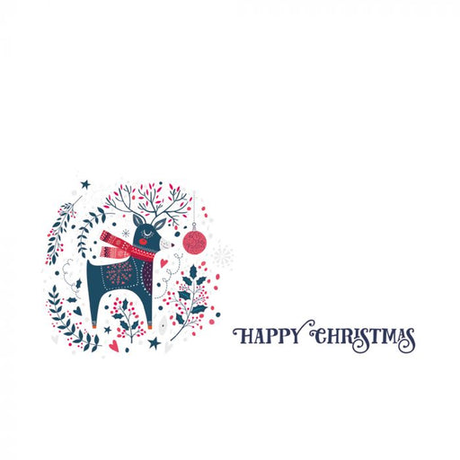 Christmas Florist Message Cards - Happy Christmas Reindeer x 50
