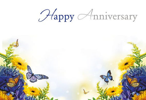 50 Florist - Happy Anniversary - Blue & Yellow Flowers