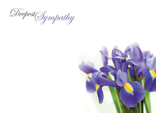 9 Large Sympathy Message Cards - 12.5 x 9cm - With Deepest Sympathy - Iris