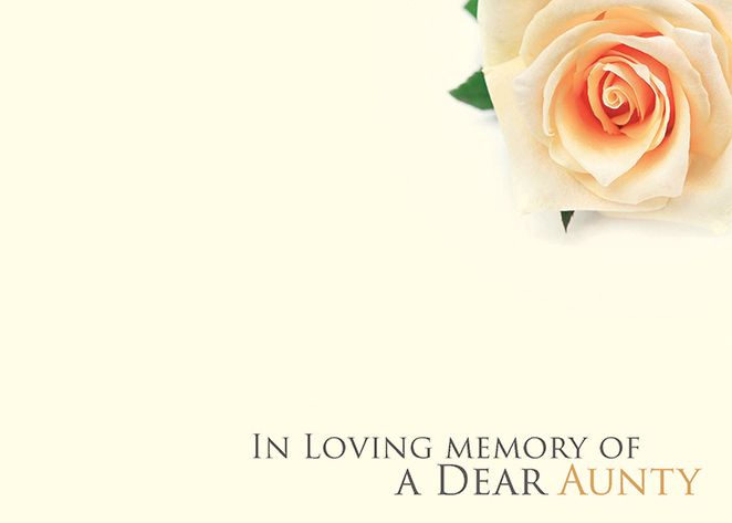 9 Large  Sympathy Message Cards - 12.5 x 9cm - In Loving Memory of a Dear Aunty - Cream Rose