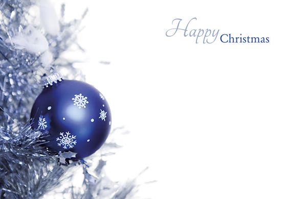 Christmas Florist Message Cards - Happy Christmas - Blue Bauble x 50