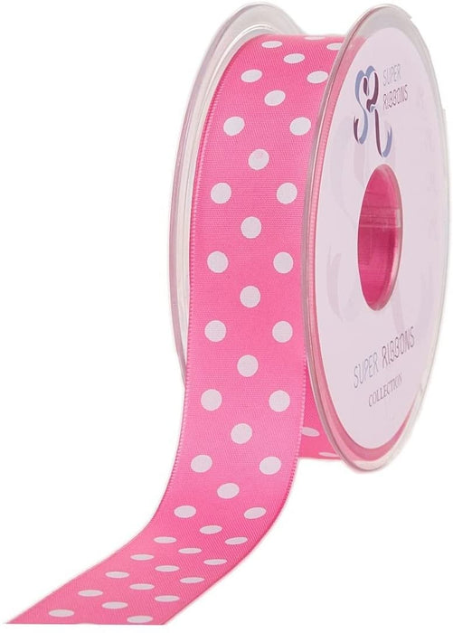 Polka Dot Ribbon 38mm x 20m - Candy Pink