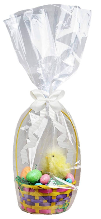 Cellophane Basket Wrap and Ribbon - Basket & Contents NOT Included