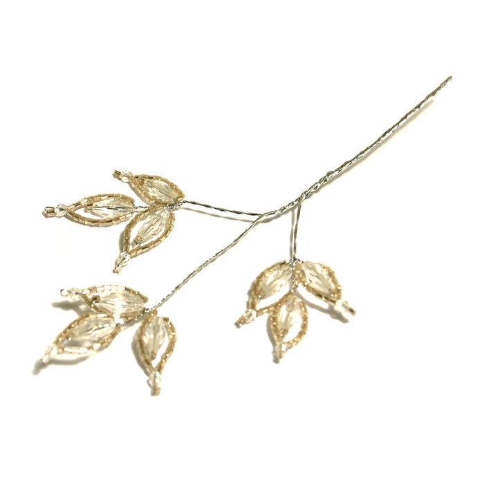 Clear Bead Flower Leaf Wire Spray x3 Stem