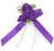 Satin Ribbon Bow with 3 Rose Cluster and Beads x 20 Purple