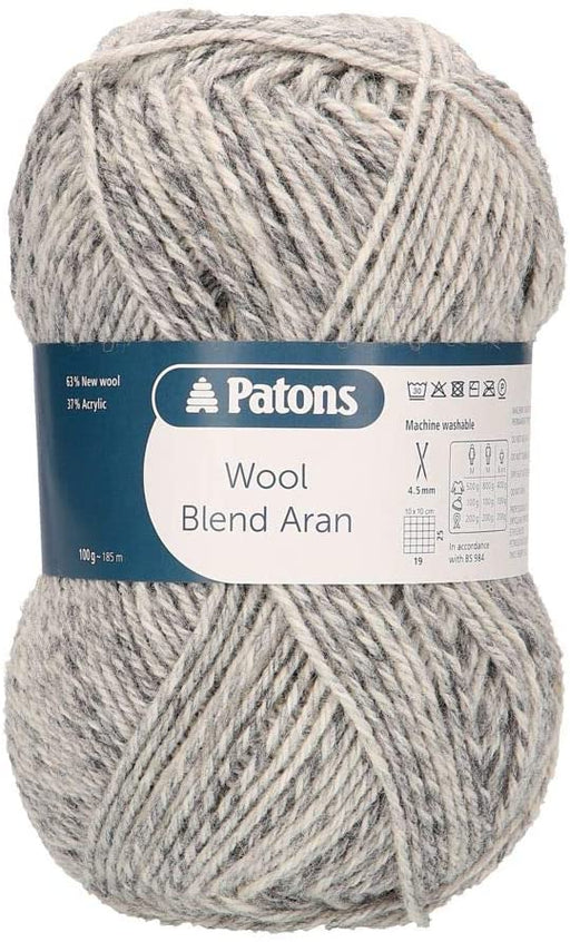 Wool Blend Aran Grey 100g - 185m - 63% new wool. 37% acrylic