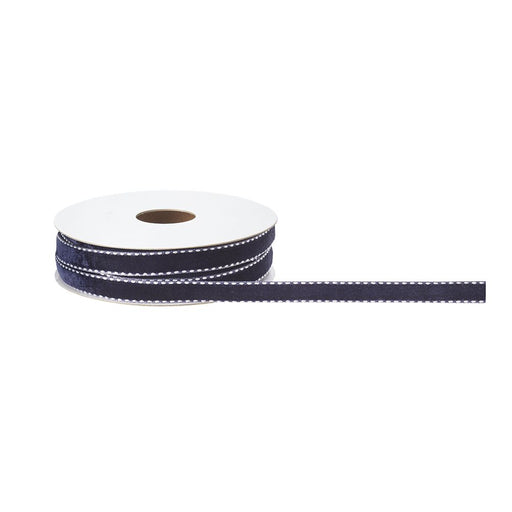 Stitch Edge Velour Ribbon 10mm x 9m - Navy