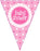 Party Bunting x 3.9m - Holographic Dot - 11 flags - Pink Baby Shower