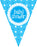 Party Bunting x 3.9m - Holographic Dot - 11 flags - Blue Baby Shower