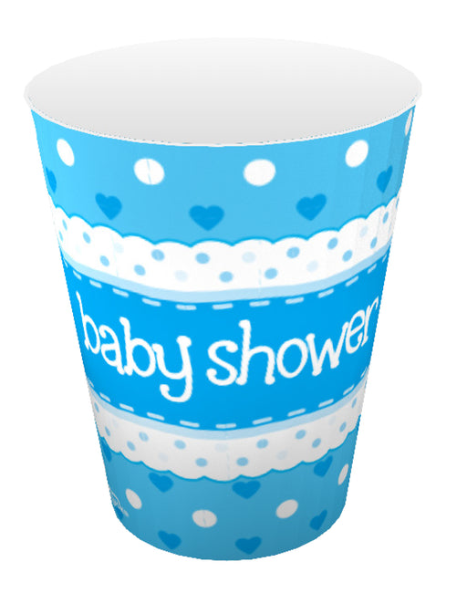 Pack of 8 Baby Shower Blue Heart & Dot Cups - 9oz/266ml