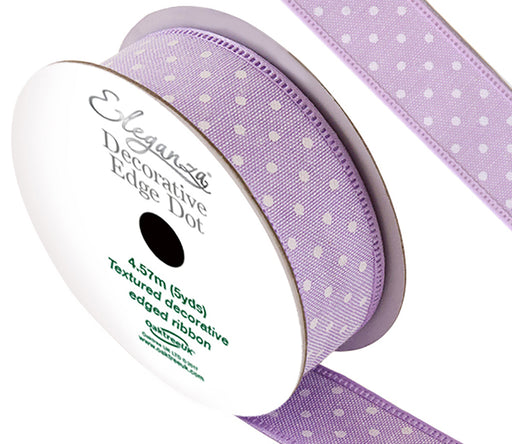 Decorative Edged Dot ribbon 25mm x 4.57m (5yds) Lavender No.45