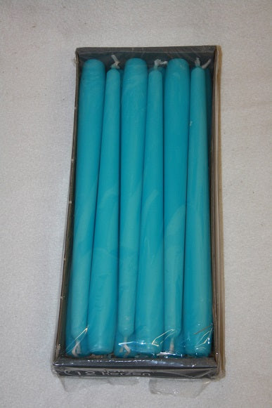 250 mm x 23 mm Tapered Candles Box of 12 - Turquoise 