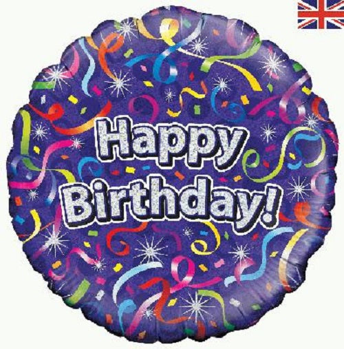 18" Foil Balloon - Happy Birthday Streamers
