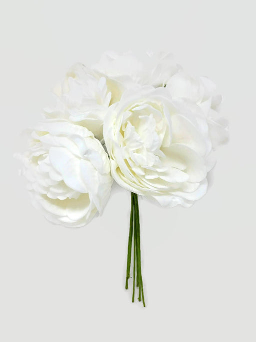 6 Stem Foam Peony Bunch x 24cm - White