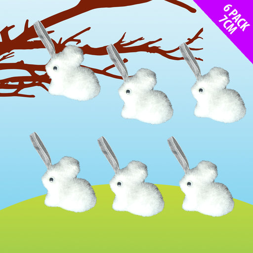 6 Fluffy White Easter Bunnies
