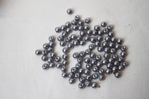6mm Trimits Silver Glass Pearl Beads x 100