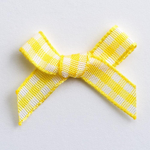 7mm Gingham Bow x100 Yellow