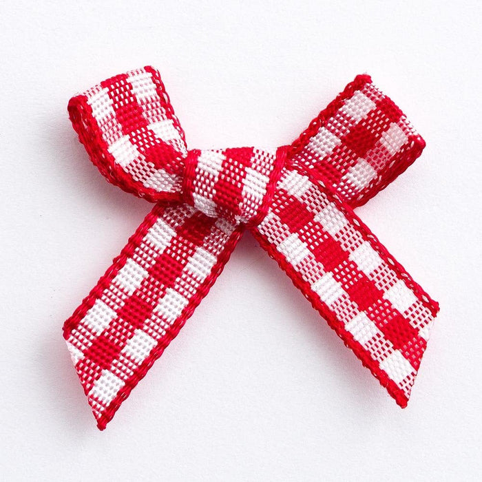 Gingham bows 7mm x100pcs - Red