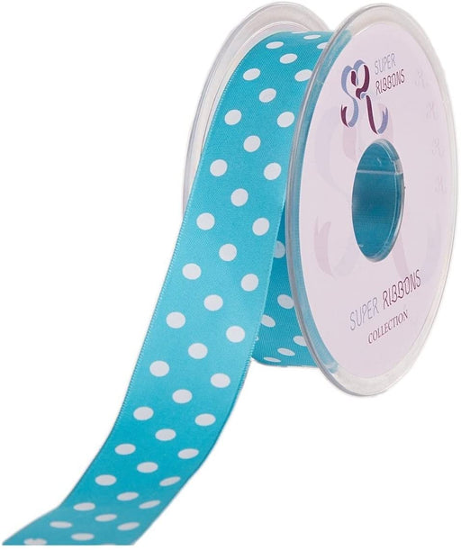 38mmx20m Polka Dot Ribbon Turquoise