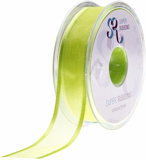 10mm Satin Edge Organza Ribbon x 25m - Fluorescent Green 